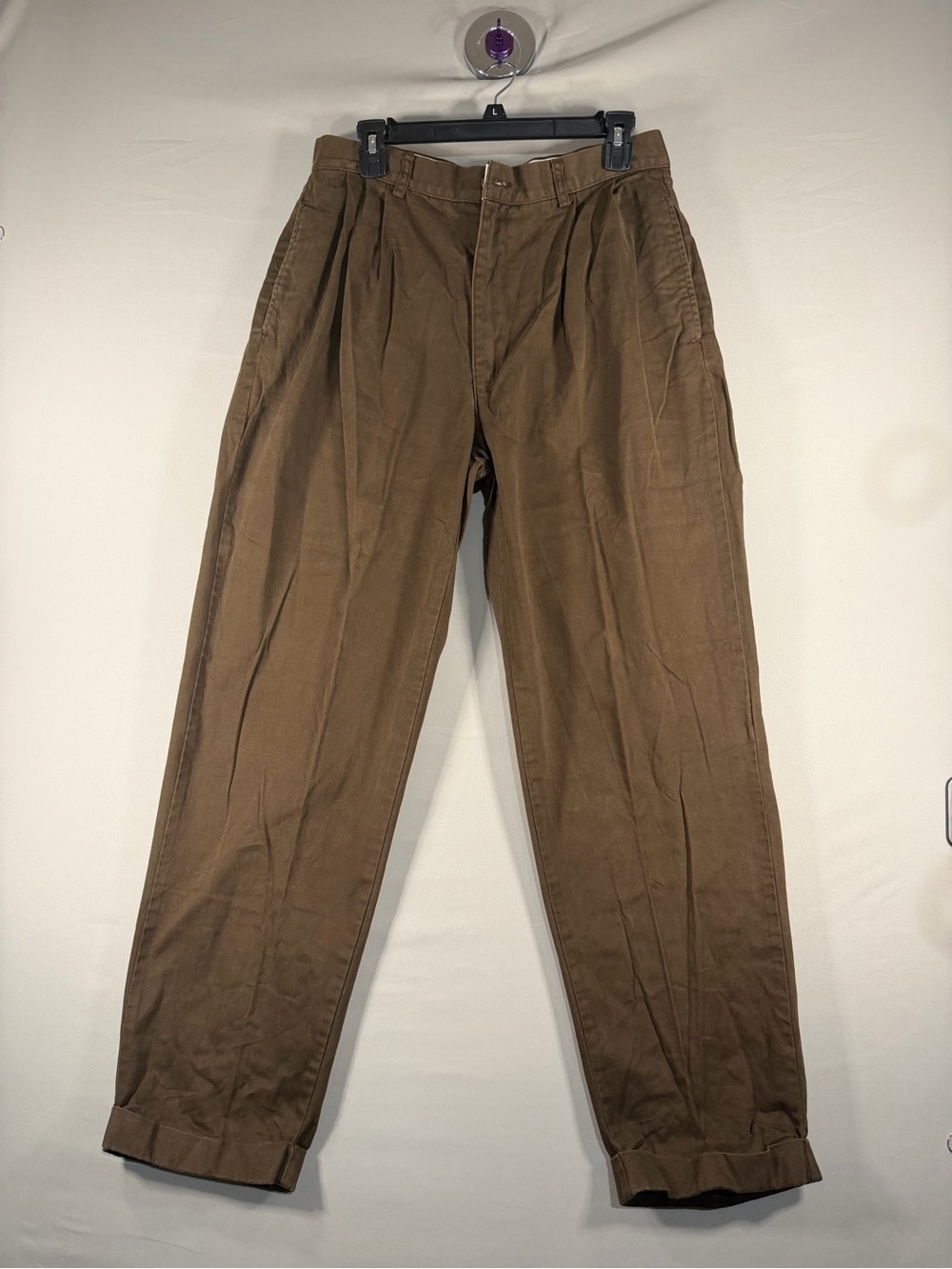 Ralph Lauren Olive-Brown Pleated Cotton Chinos